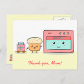 Carte Postale Merci maman - Joli cupcake et four rose (Devant / Derrière)