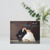 Carte postale Merci manuscrit - bleu (Debout devant)