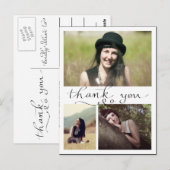 Carte Postale Merci manuscrit Trois Photos de Graduation (Devant / Derrière)