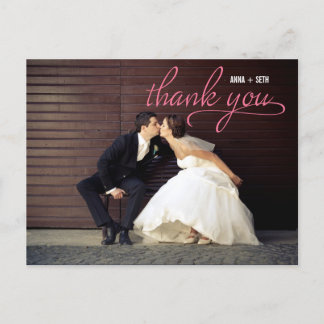 Carte postale Merci manuscrite - rose