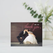 Carte postale Merci manuscrite - rose (Debout devant)