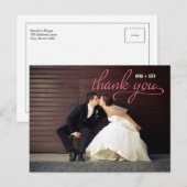 Carte postale Merci manuscrite - rose (Devant / Derrière)