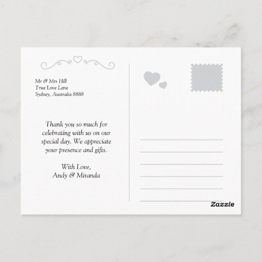 Carte postale Merci mariage (Dos)