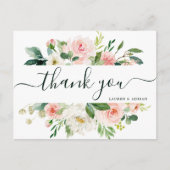 Carte Postale Merci Mariage à fleurs roses (Devant)