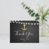Carte Postale Merci Mariage Ancre Faux Gold Chalkboard (Debout devant)