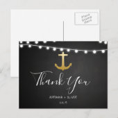 Carte Postale Merci Mariage Ancre Faux Gold Chalkboard (Devant / Derrière)