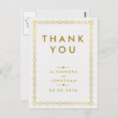 Carte postale Merci Mariage Art déco or (Devant / Derrière)