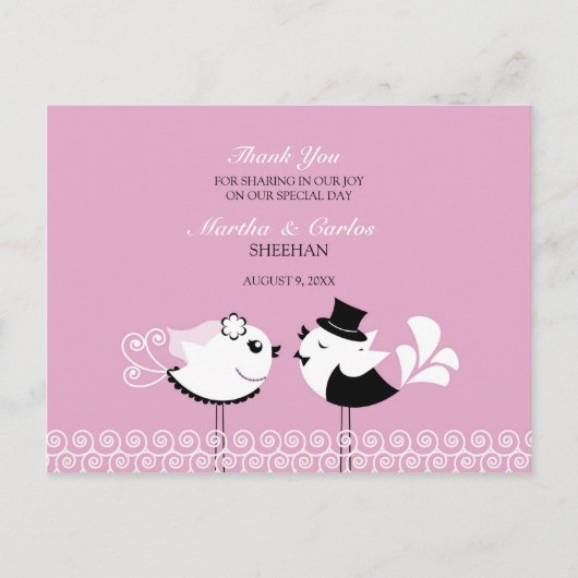 Carte postale Merci Mariage Birds (Devant)