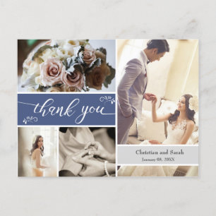 Carte Postale Merci Mariage bleu hiver gelé