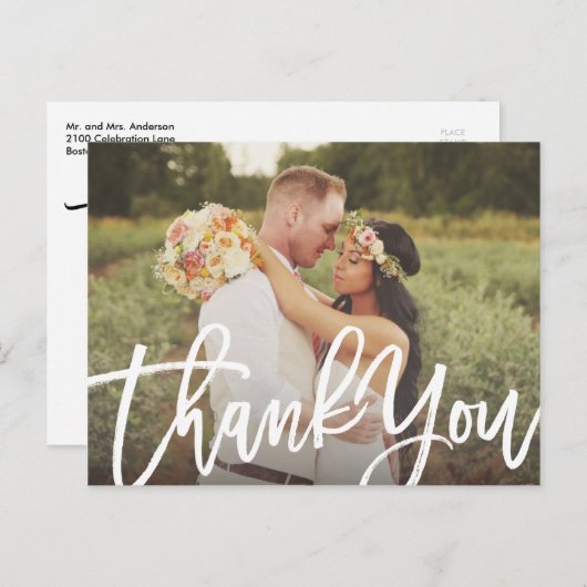 Carte postale Merci Mariage brossé (Devant / Derrière)