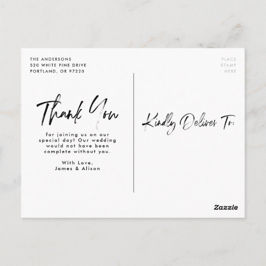 Carte Postale Merci Mariage brossé (Dos)