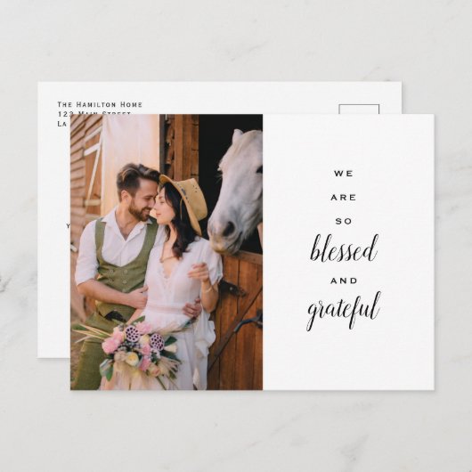 Carte Postale Merci Mariage Cheval Pays Fleurs sauvages Gloss (Devant / Derrière)