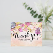 Carte Postale Merci Mariage Chic couleur aquarelle Fleurs (Debout devant)