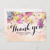 Carte Postale Merci Mariage Chic couleur aquarelle Fleurs (Devant / Derrière)