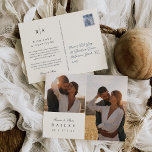 Carte Postale Merci Mariage classique noir et écrin Monogram<br><div class="desc">Les cartes postales de remerciement de mariage élégantes comportent un premier détail monogramme avec trois champs de texte personnalisés ; montré avec "amour et gratitude", un champ de texte corps pour votre message personnalisé, et vos noms en lettres noires sur un arrière - plan ecru ivoire. Ajoutez deux photos mariages...</div>