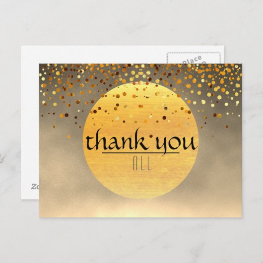 Carte Postale Merci Mariage Confetti Parties scintillant Sunset (Devant / Derrière)