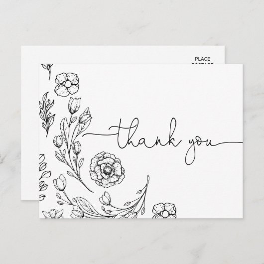 Carte Postale Merci Mariage Dainty Elegance (Devant / Derrière)