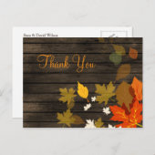 Carte Postale Merci Mariage de automne rustique en bois de grang (Devant / Derrière)