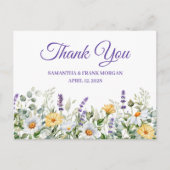 Carte Postale Merci Mariage de bordure fleur sauvage d'aquarelle (Devant)