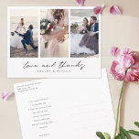 Carte Postale Merci Mariage de collection multimédia moderne<br><div class="desc">Ce mariage simple et chic de trois photo collage merci modèle de carte postale présente un look moderne et impeccable. Nous avons donné à ce design minimaliste une touche chaleureuse avec "amour et merci" sous vos photos préférées dans un script coque décontracté, tout en bas qui se sent intime et...</div>