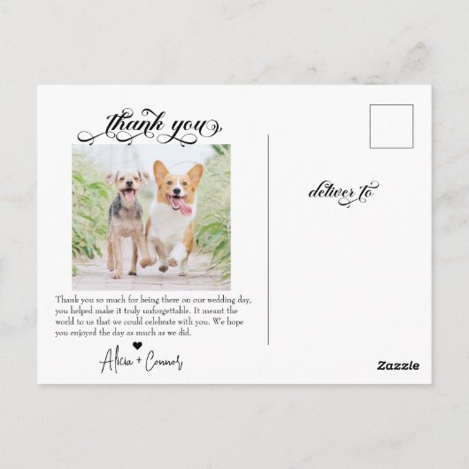 Carte Postale Merci Mariage de  de photo script (Dos)