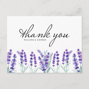 Carte Postale Merci Mariage de Lavande d'aquarelle