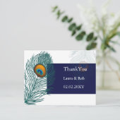 Carte Postale Merci mariage de paon bleu (Debout devant)