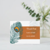 Carte Postale Merci mariage de paon orange (Debout devant)