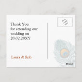 Carte Postale Merci mariage de paon orange (Dos)