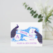 Carte Postale Merci Mariage de Peacock bleu violet (Debout devant)