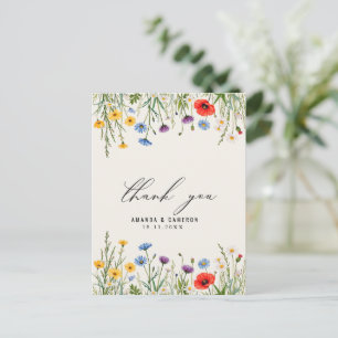 Carte Postale Merci Mariage de prairie sauvage de printemps