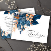 Carte Postale Merci Mariage de rouille d'Indigo Floral moderne