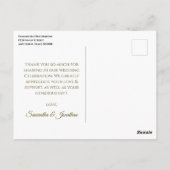Carte postale Merci Mariage de ruban blanc et or (Dos)