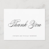 Carte Postale Merci Mariage de script élégant noir (Devant)