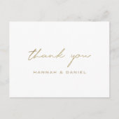 Carte Postale Merci Mariage de script or moderne simple (Devant)