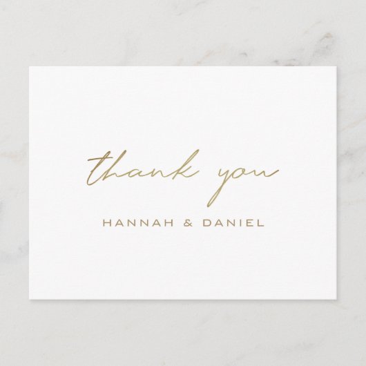 Carte Postale Merci Mariage de script or moderne simple (Devant)