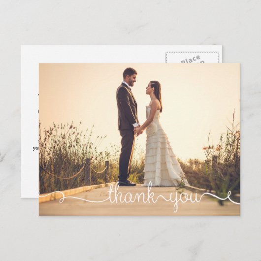 Carte postale Merci, Mariage de script simple (Devant / Derrière)
