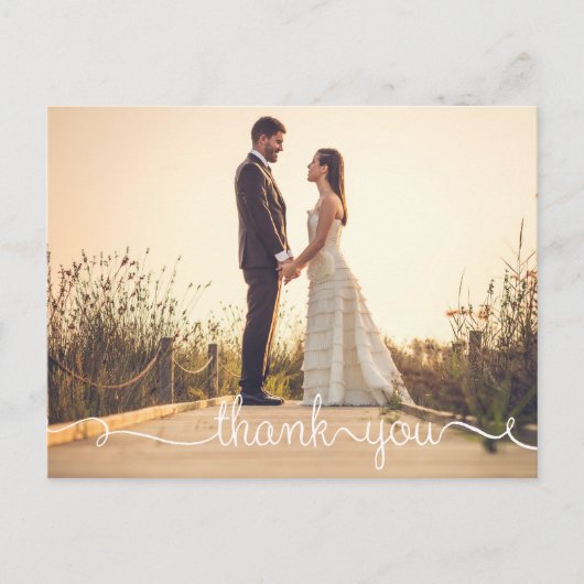 Carte postale Merci, Mariage de script simple (Devant)