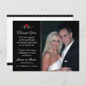 Carte Postale Merci Mariage de squelette pour Halloween noir et (Devant / Derrière)