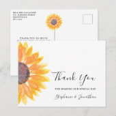 Carte Postale Merci Mariage de tournesol aquarelle (Devant / Derrière)