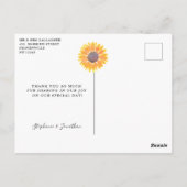 Carte Postale Merci Mariage de tournesol aquarelle (Dos)