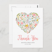 Carte Postale Merci Mariage du coeur floral (Devant / Derrière)