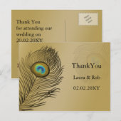 Carte Postale Merci mariage du paon or (Devant / Derrière)