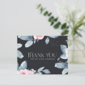 CARTE POSTALE MERCI MARIAGE EN COULEUR D'EAU ROSE NOIRE BLEU (Debout devant)