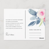 CARTE POSTALE MERCI MARIAGE EN COULEUR D'EAU ROSE NOIRE BLEU (Dos)