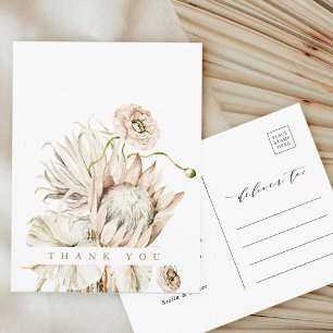 Carte Postale Merci Mariage en herbe Wild Boho Protea Pampas