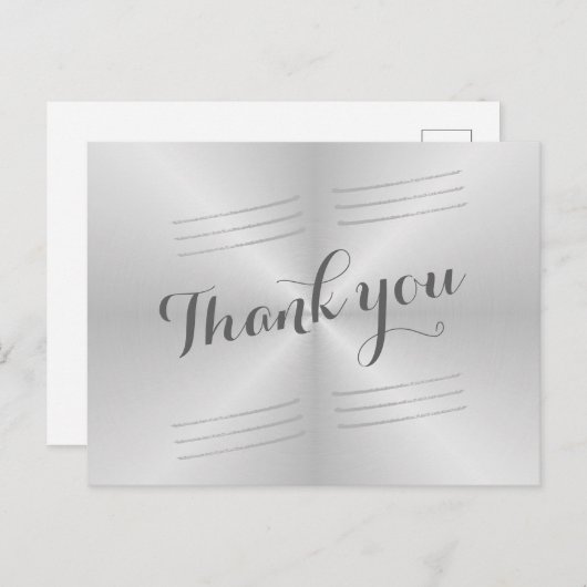 Carte Postale Merci Mariage en métal brossé (Devant / Derrière)