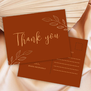 Carte Postale Merci Mariage en terre cuite orange brûlé