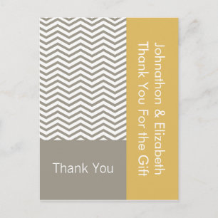 Carte Postale Merci Mariage Fiançailles Grey White Chevron