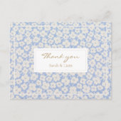Carte Postale Merci Mariage Floral Blanc et Bleu (Devant)
